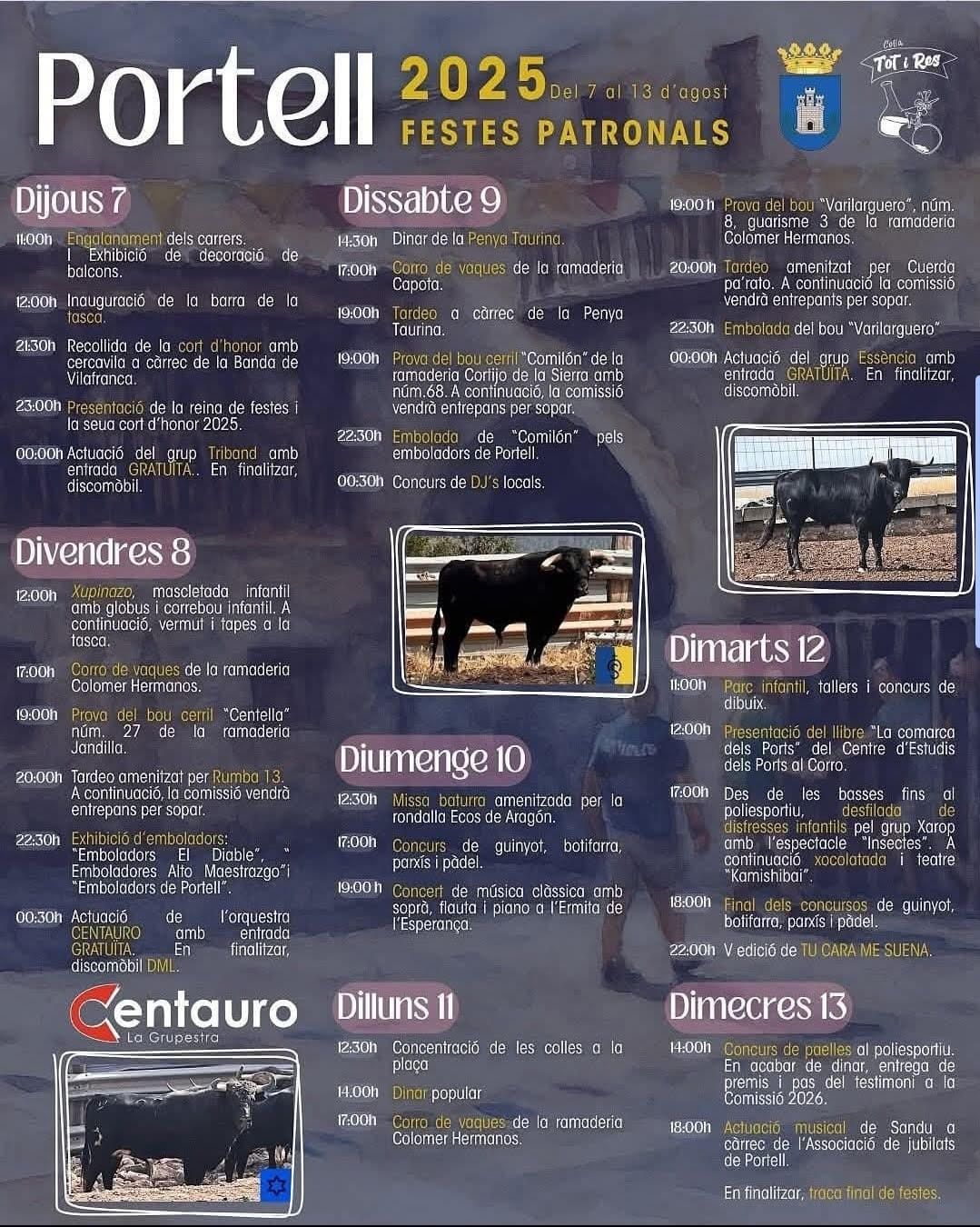 TOROS PORTELL DEL 7 AL 12 DE AGOSTO 2025