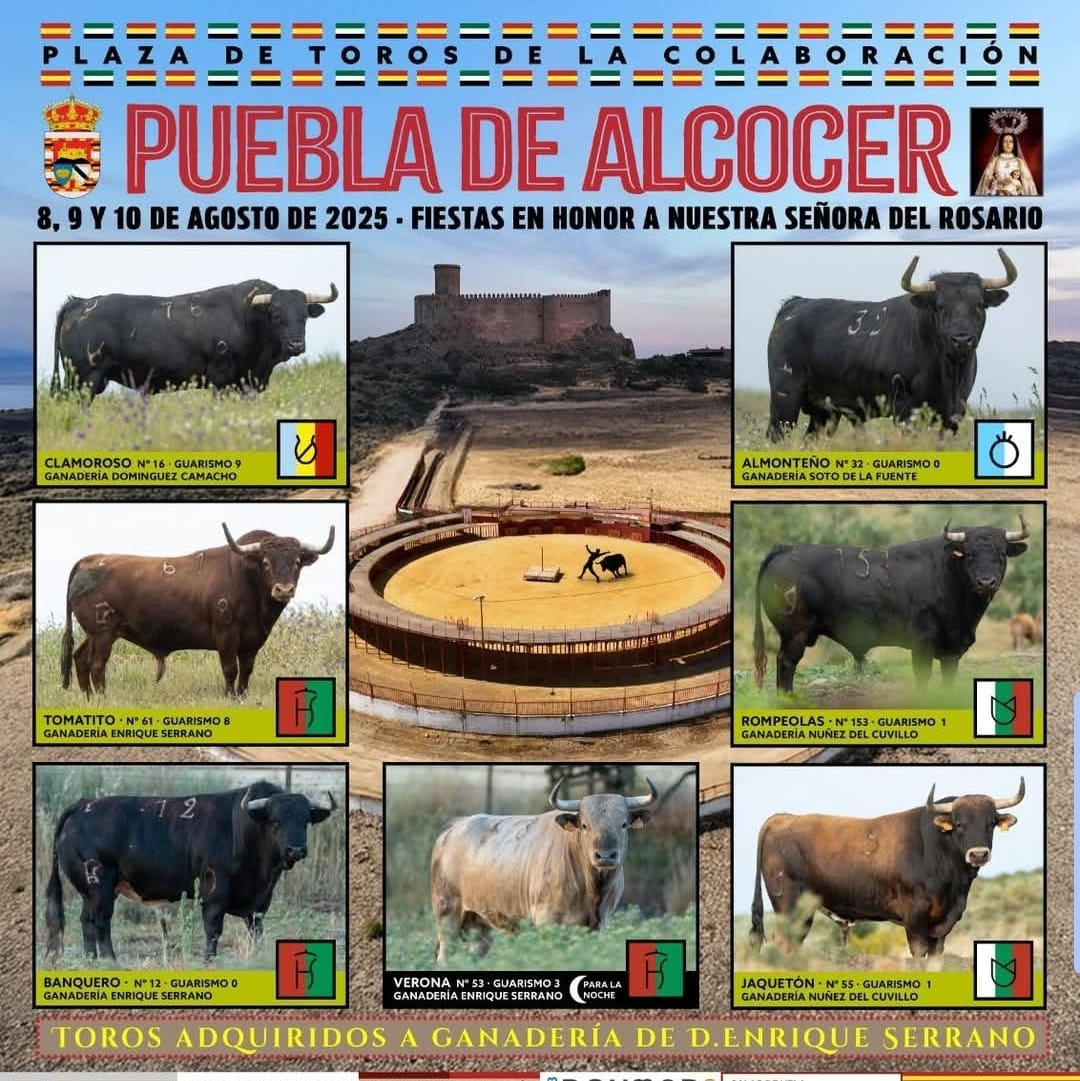 TOROS PUEBLA DE ALCOCER 8 9 Y 10 AGOSTO 2025