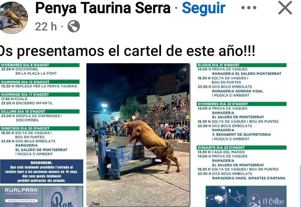 TOROS SERRA DEL 8 AL 23 DE AGOSTO 2025