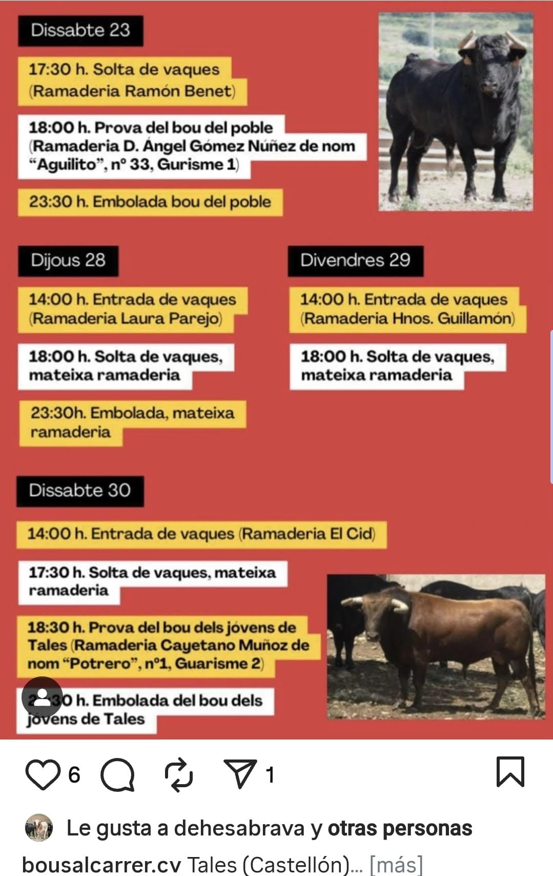 TOROS TALES DEL 23 AL 30 AGOSTO 2025