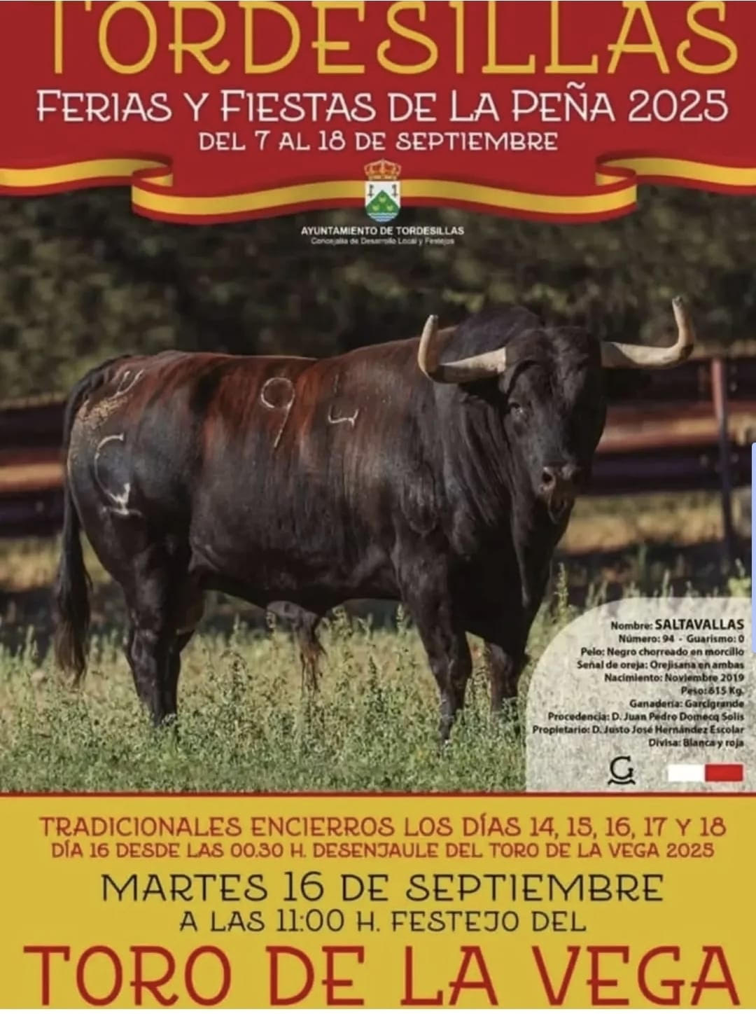 TOROS TORDESILLAS DEL 7 AL 18 SEPTIEMBRE 2025