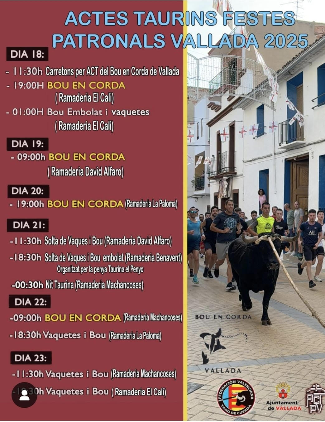 TOROS VALLADA DEL 18 AL 23 DE AGOSTO 2025