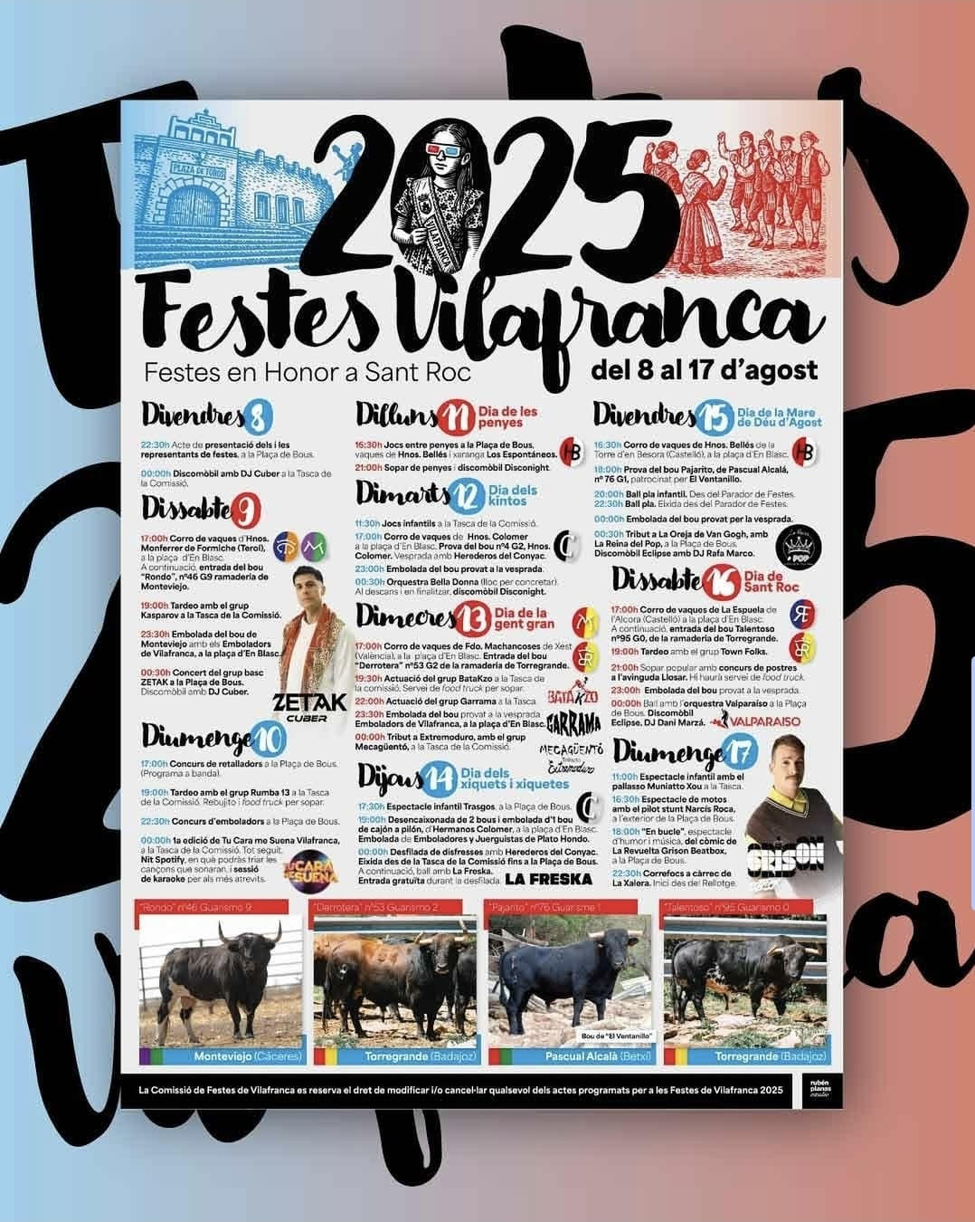 TOROS VILAFRANCA DEL 8 AL 17 DE AGOSTO 2025