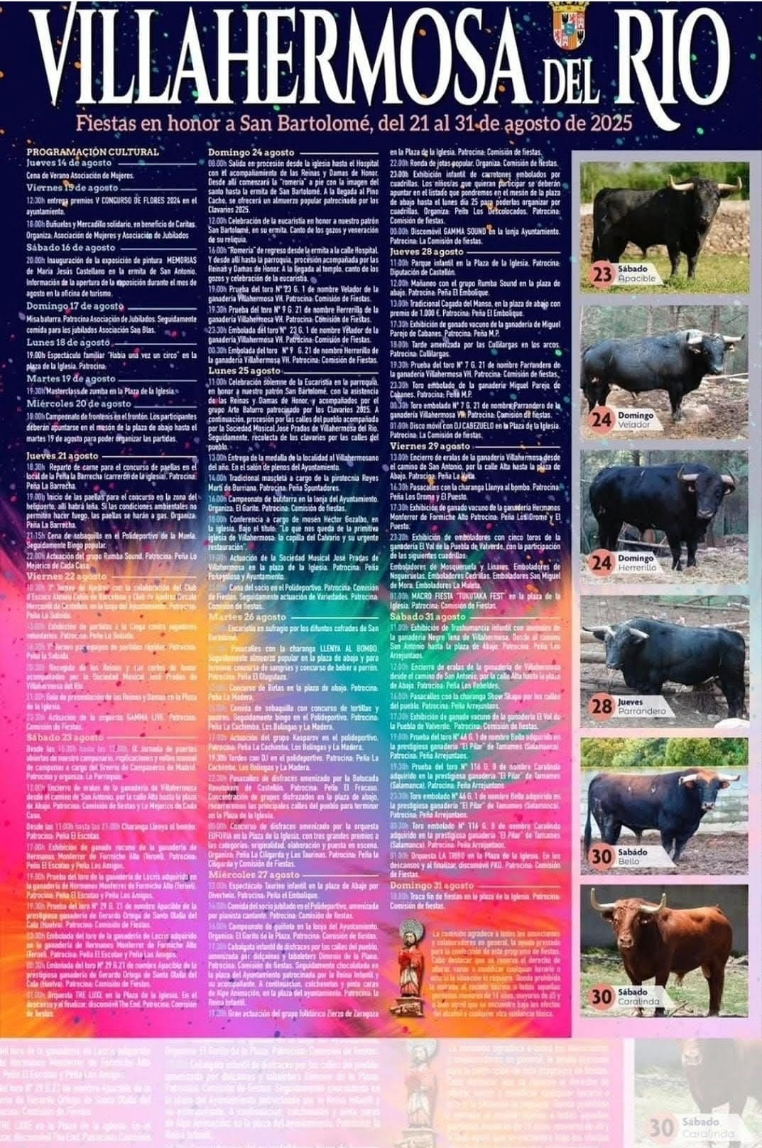 TOROS VILLAHERMOSA DEL RIO DEL 21 AL 31 DE AGOSTO 2025