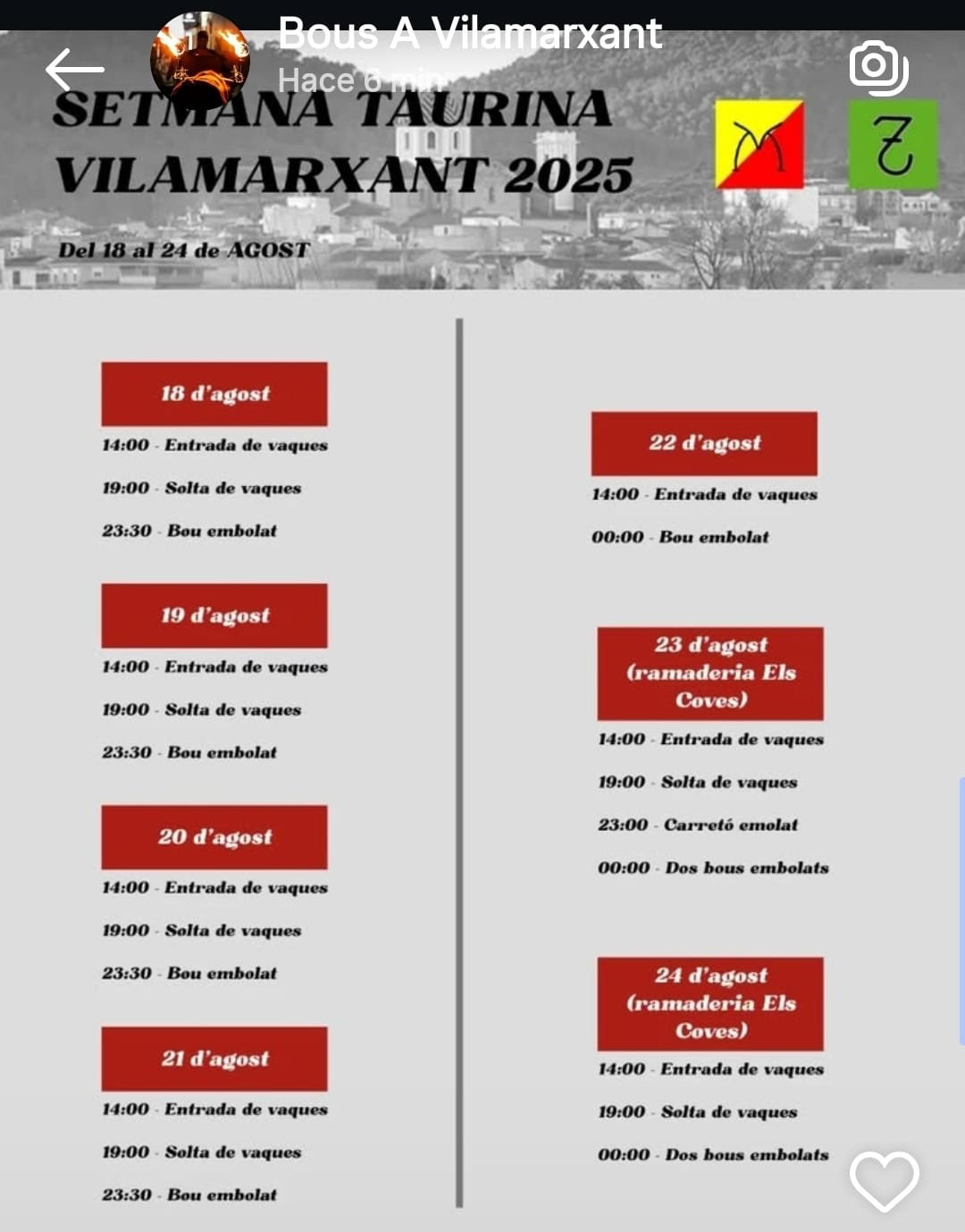 TOROS VILLAMARXANT DEL 18 AL 24 DE AGOSTO 2025