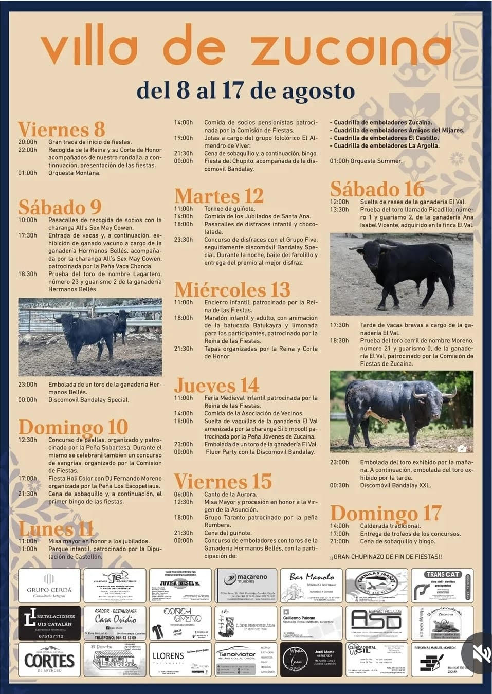 TOROS VILLAR DE ZUCAINA DEL 8 AL 17 AGOSTO 2025