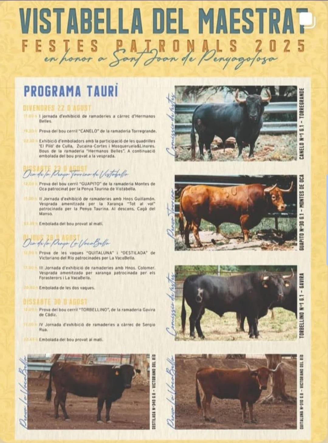TOROS VISTABELLA 22 Y 23 DE AGOSTO 2025