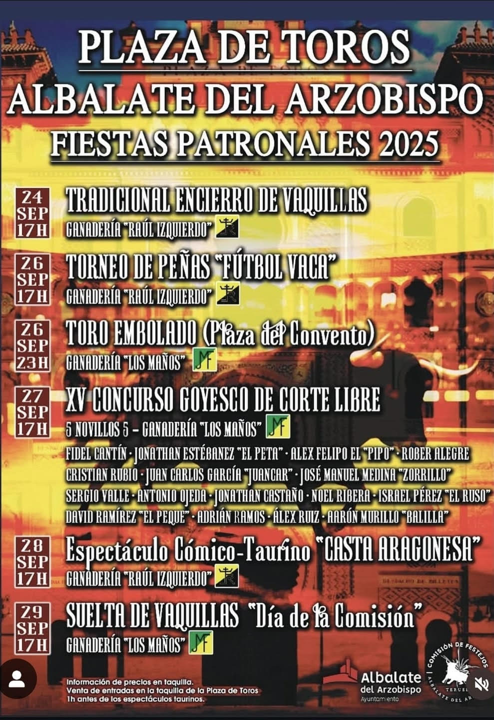 TOROS ALBALATE DEL ARZOBISPO 26 Y 27 SEPTIEMBRE 2025