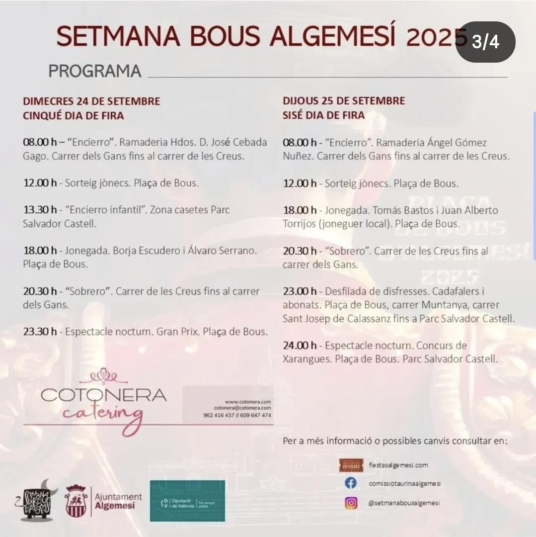 TOROS ALGEMESI 24 Y 25 SEPTIEMBRE 2025