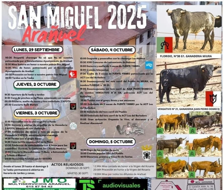 TOROS ARAÑUEL DEL 2 AL 4 OCTUBRE 2025