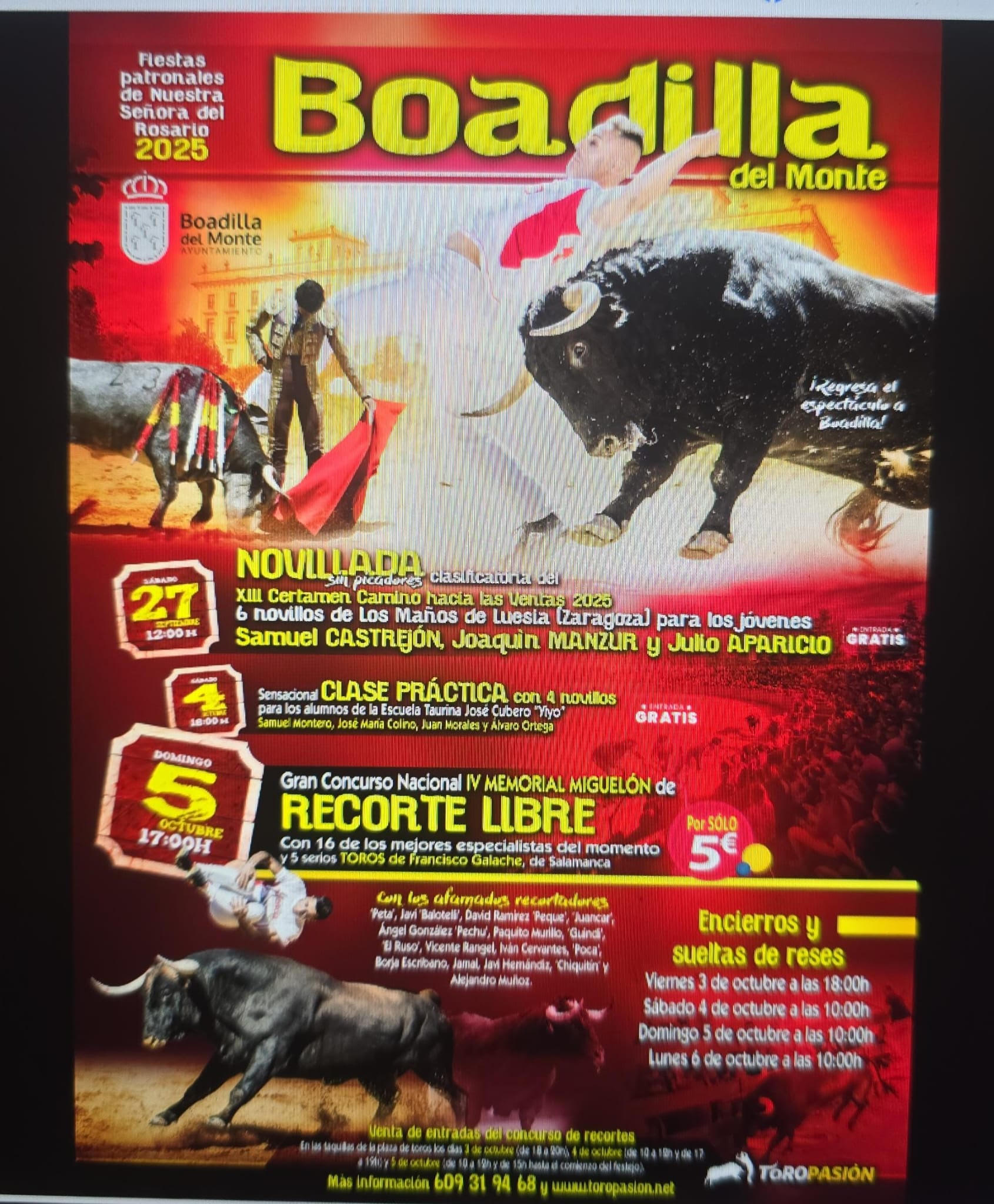 TOROS BOADILLA DEL MONTE 4 Y 5 DE OCTUBRE 2025
