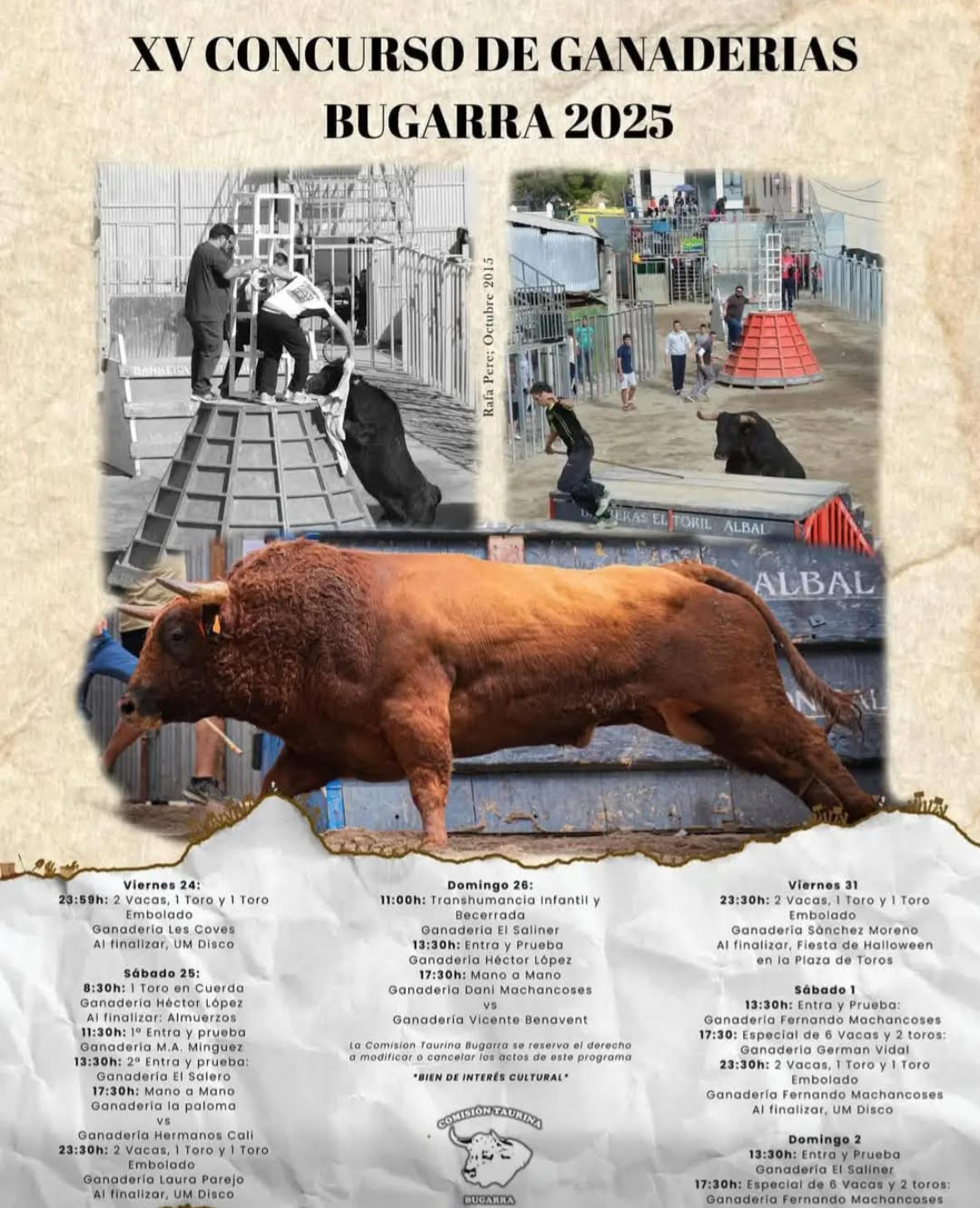 Toros Bugarra del 24 al 26 de Octubre 2025