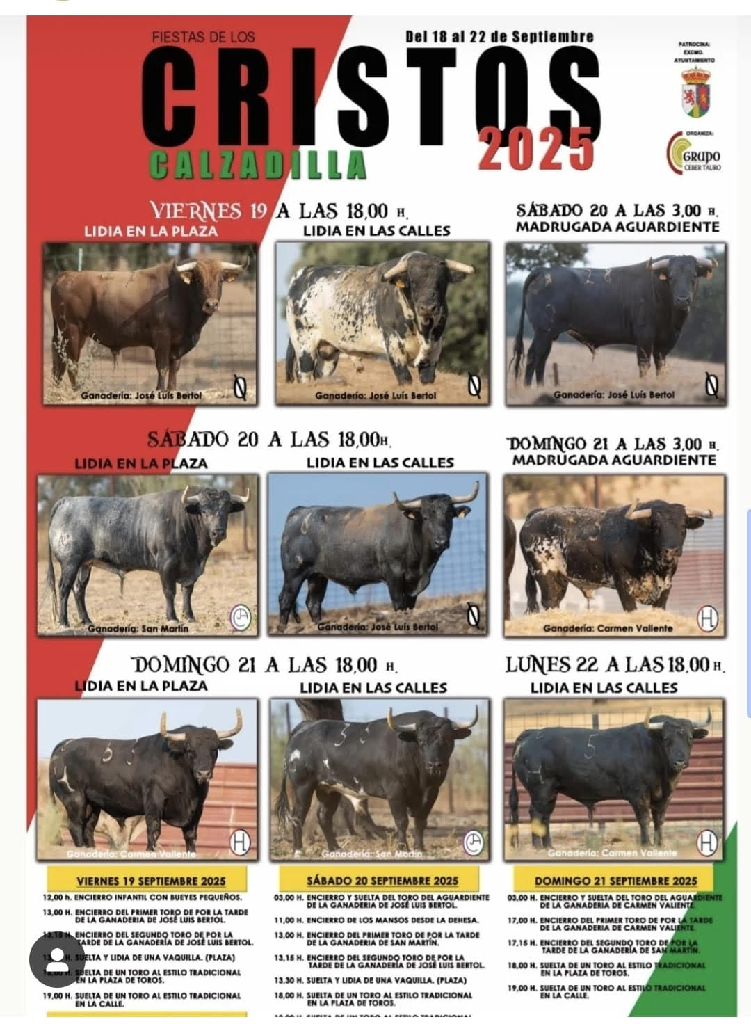 TOROS CALZADILLAS 19 Y 20 OCTUBRE 2025