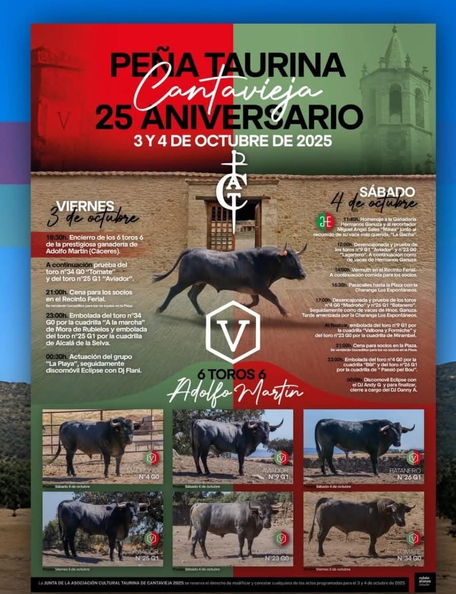 TOROS CANTAVIEJA 3 Y 4 DE OCTUBRE 2025