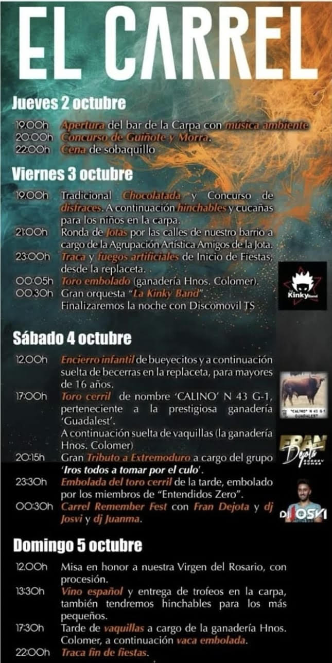 Toros El Carrel del 2 al 5 de Octubre 2025