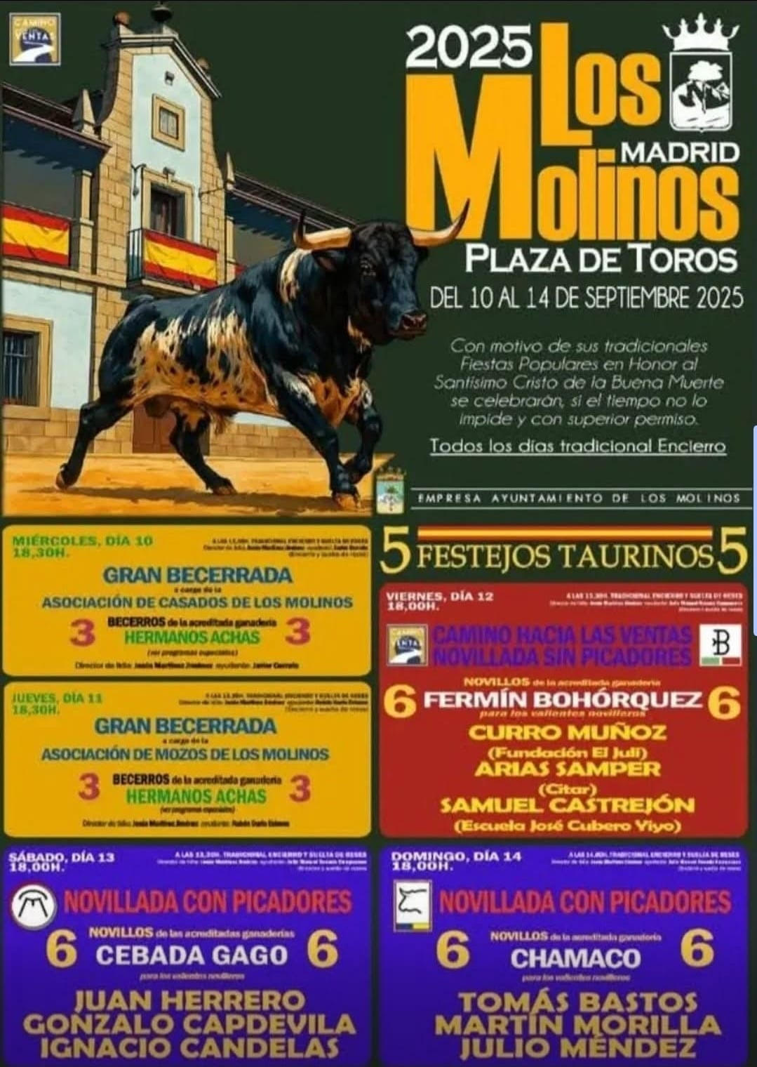 TOROS LOS MOLINOS DEL 10 AL 14 SEPTIEMBRE 2025