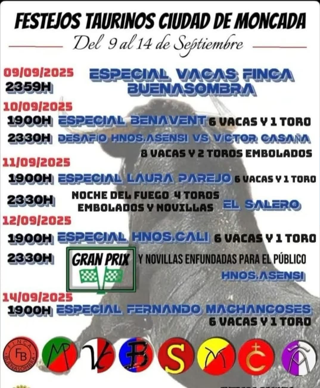 TOROS MONCADA DEL 9 AL 14 SEPTIEMNRE 2025