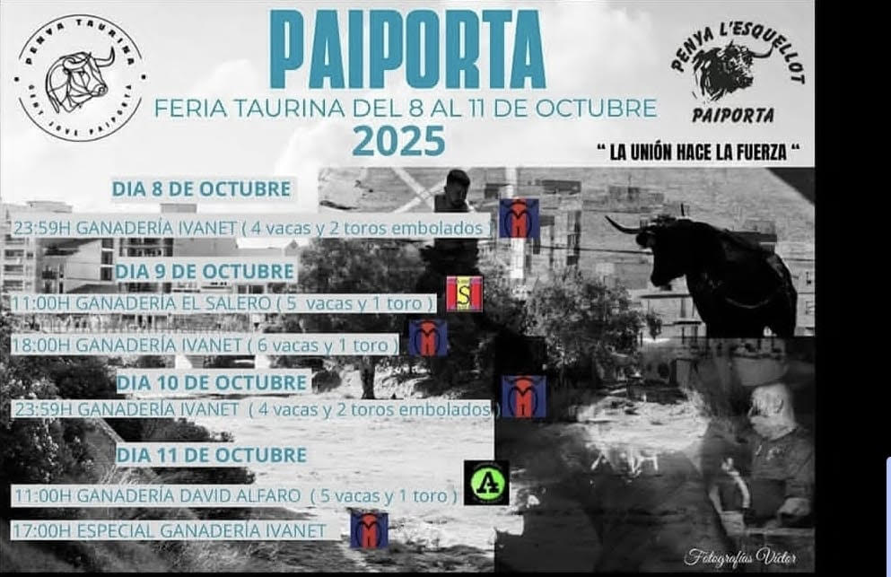 TOROS PAIPORTA DEL 8 AL 11 DE OCTUBRE 2025