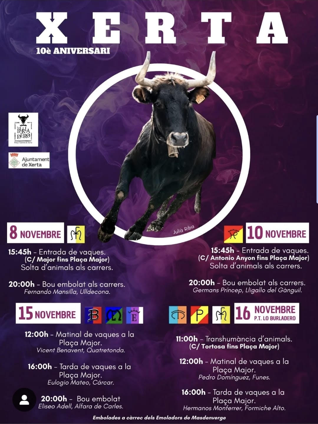 TOROS XERTA 8 NOVIEMBRE 2025