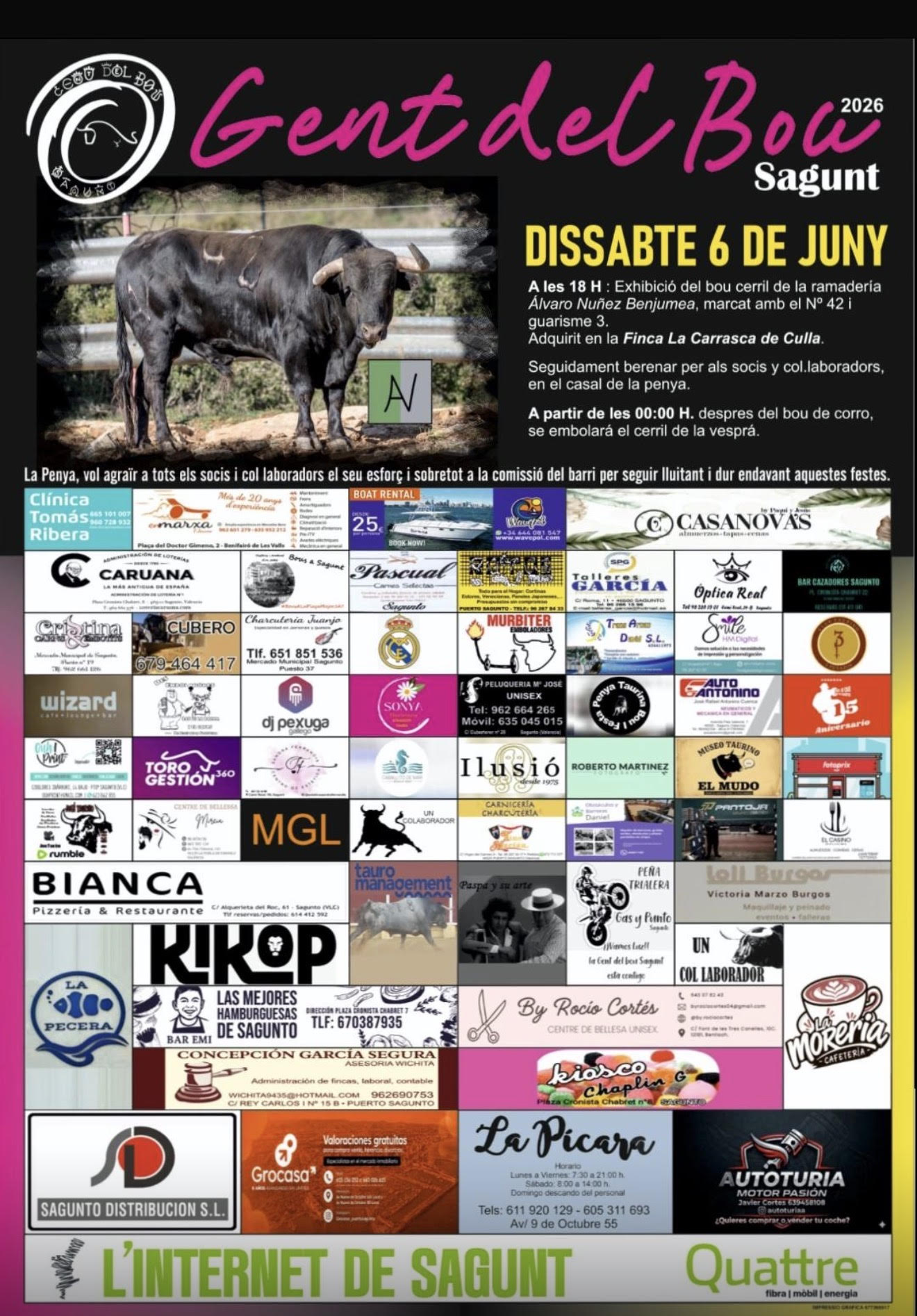 TOROS GENT DEL BOU SAGUNTO 6 JUNIO 2026