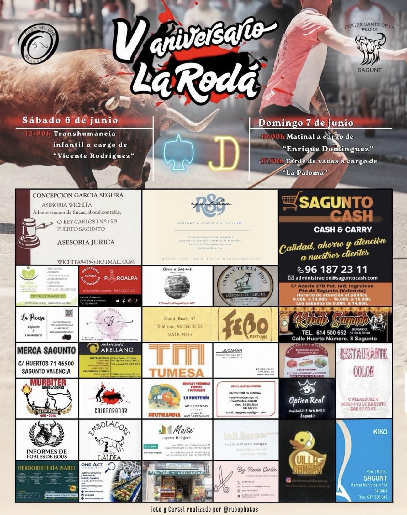 TOROS LA RODA SAGUNTO 6 Y 7 DE JUNIO 2026