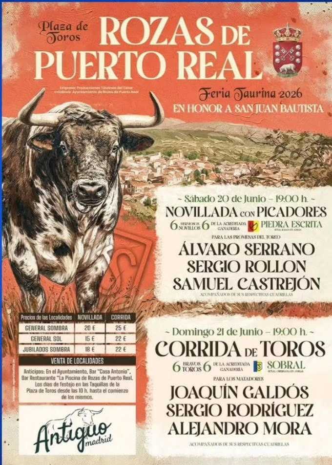 TOROS ROZAS DE PUERTO REAL 20 Y 21 DE JUNIO 2026