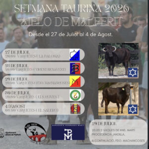 TOROS AIELO DE MALFERIT 27 DE JULIO AL 4 DE AGOSTO 2026