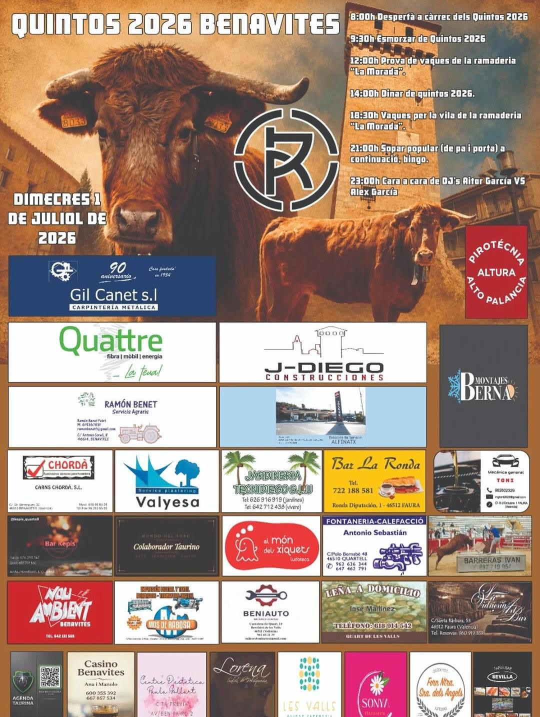 TOROS BENAVITES 1 JULIO 2026