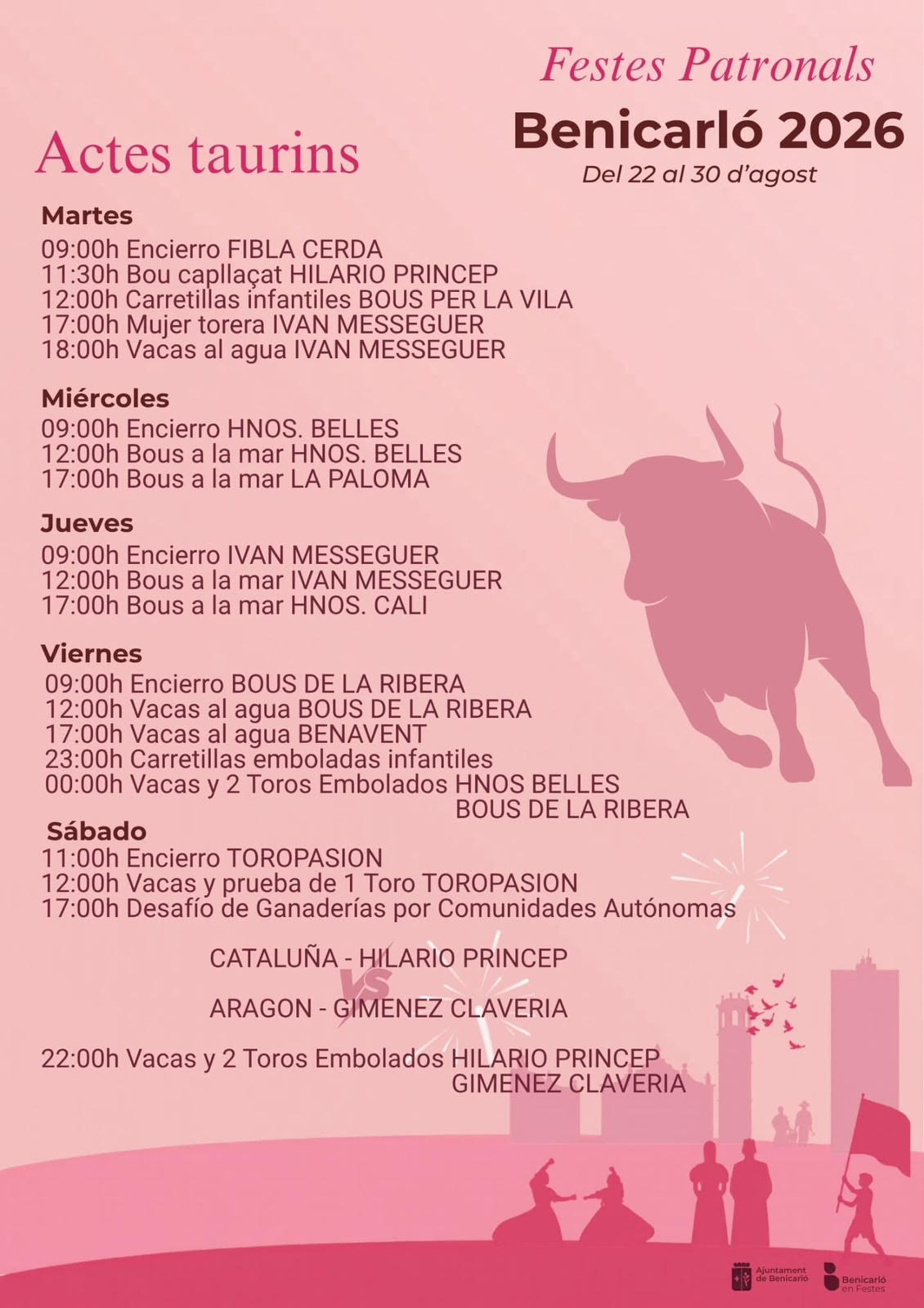 TOROS BENICARLO DEL 22 AL 30 DE AGOSTO 2026
