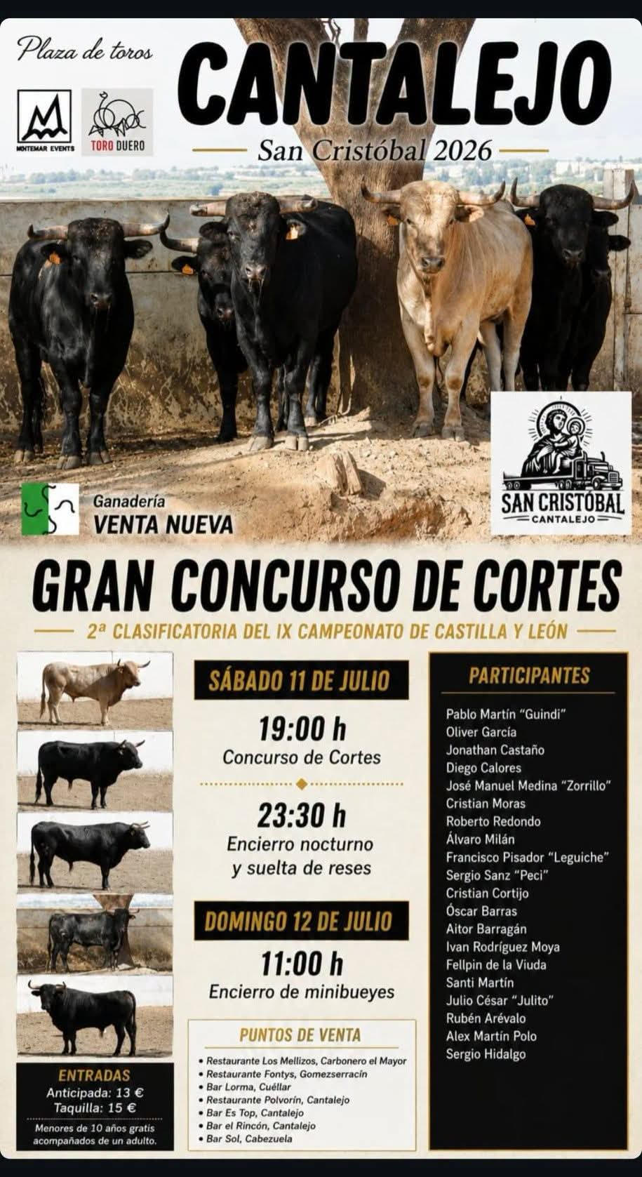 TOROS CANTALEJO 11 Y 12 DE JULIO 2026