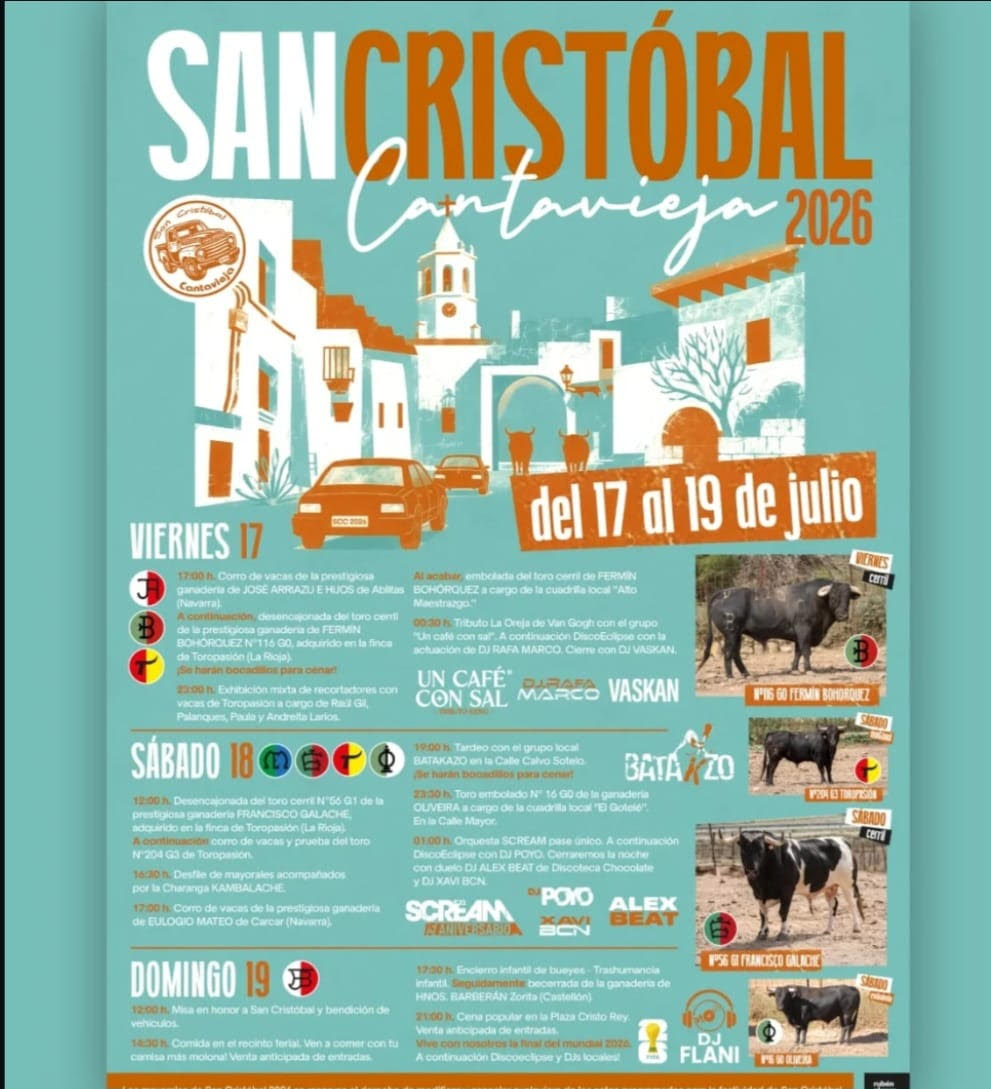 TOROS CANTAVIEJA DEL 17 AL 19 DE JULIO 2026.