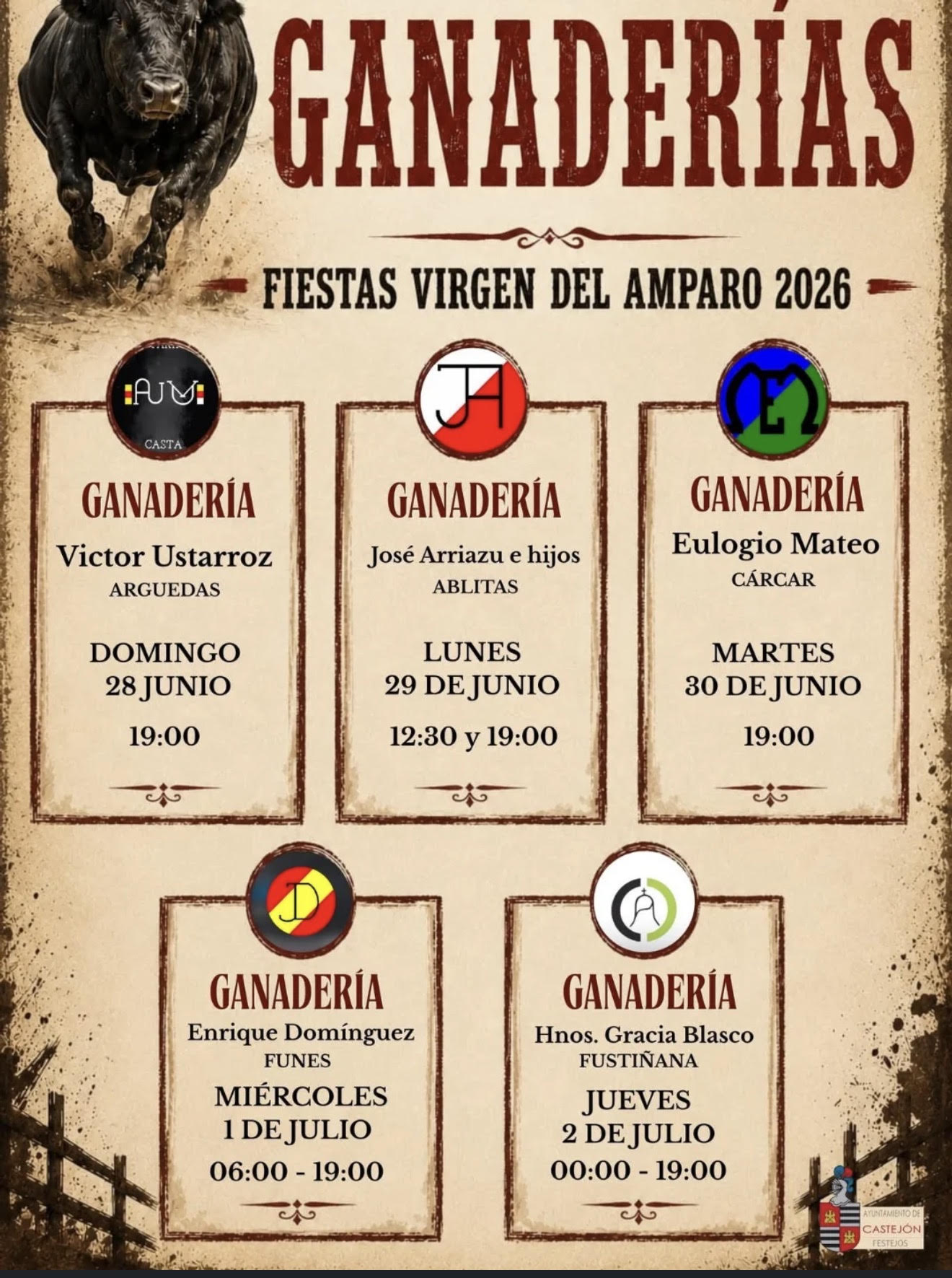 TOROS CASTEJON NAVARRA DEL 28 AL 2 DE JULIO 2026