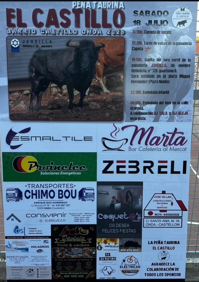 TOROS EL CASTILLO 18 JULIO 2026