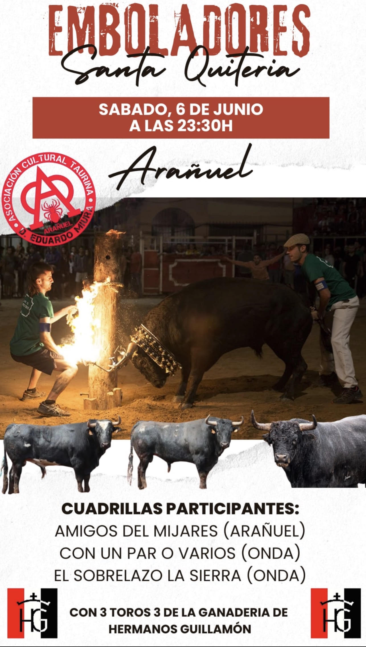 TOROS EMBOLADOS ARAÑUEL 6 JUNIO 2026