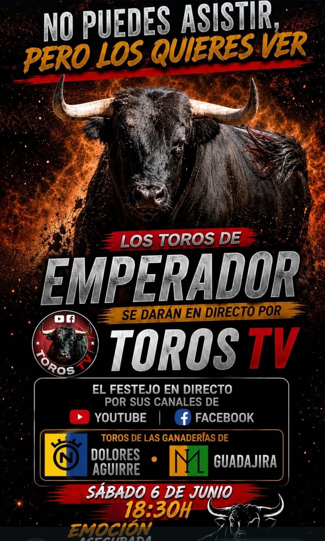 TOROS EN DIRECTO DESDE EMPERADOR TOROS TV 6 JUNIO 2026