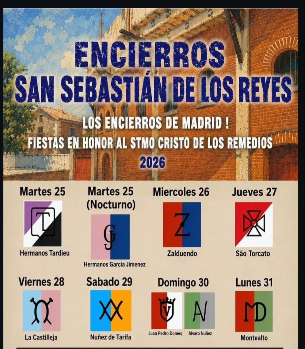 TOROS ENCIERRO SAN SEBASTIÁN DE LOS REYES DEL 25 AL 31 DE AGOSTO 2026