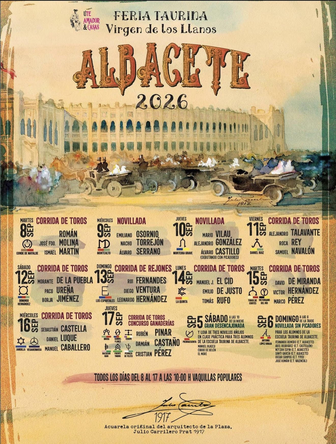 TOROS FERIA ALBACETE 5 Y 6 SEPTIEMBRE 2026