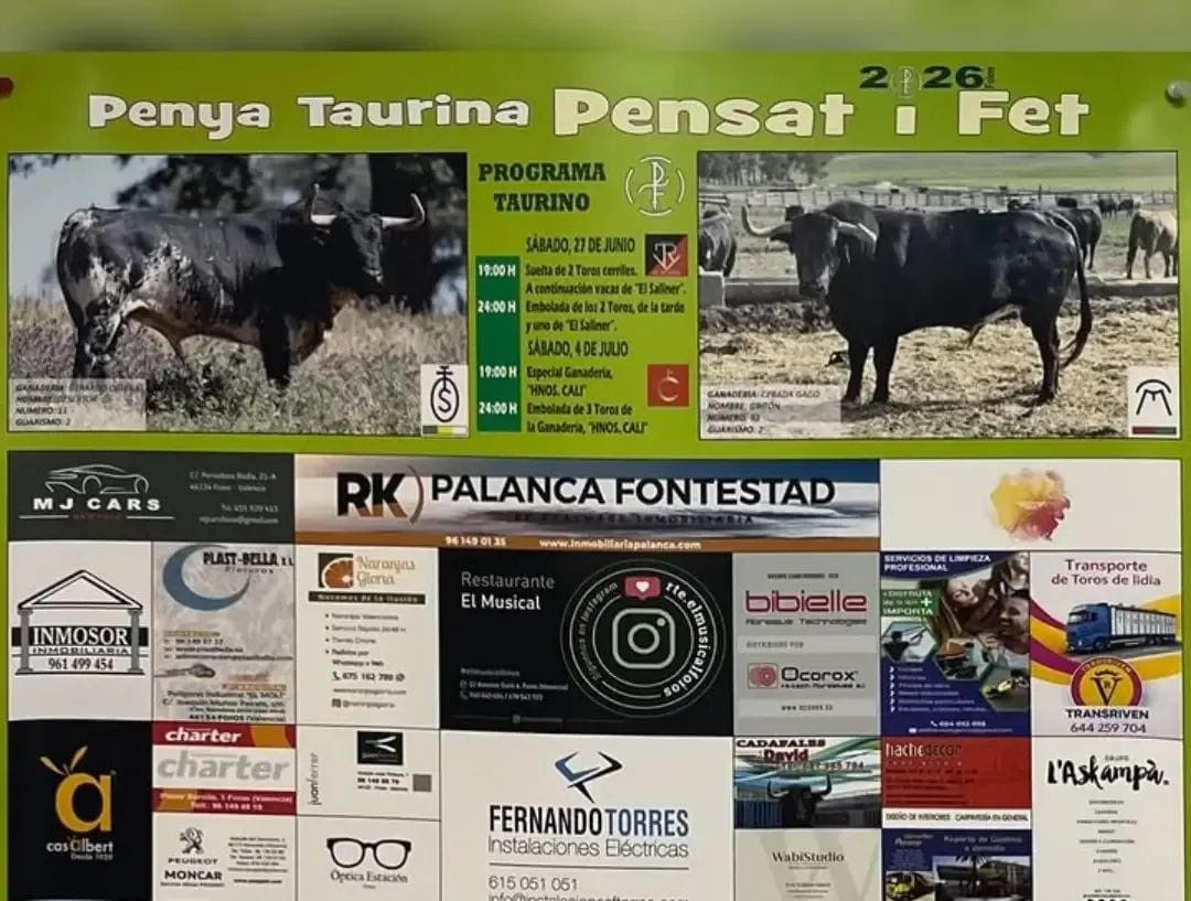 TOROS FOIOS 27 JUNIO 2026