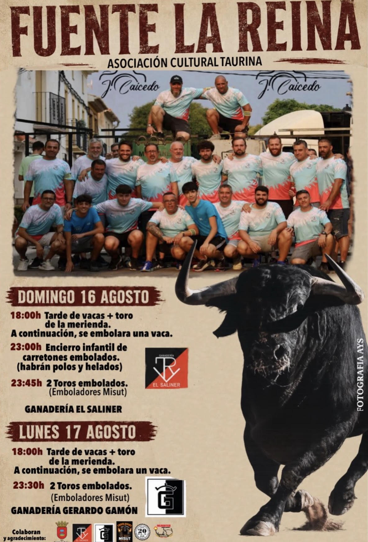 TOROS FUENTE LA REINA 16 Y 17 DE AGOSTO 2026.