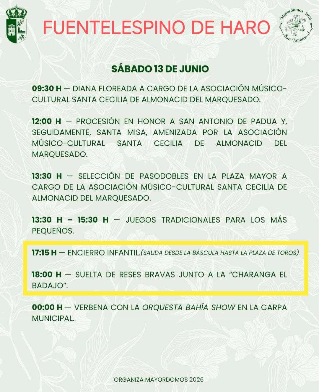 TOROS FUENTELESPINO DE HARO 19 JUNIO 2026