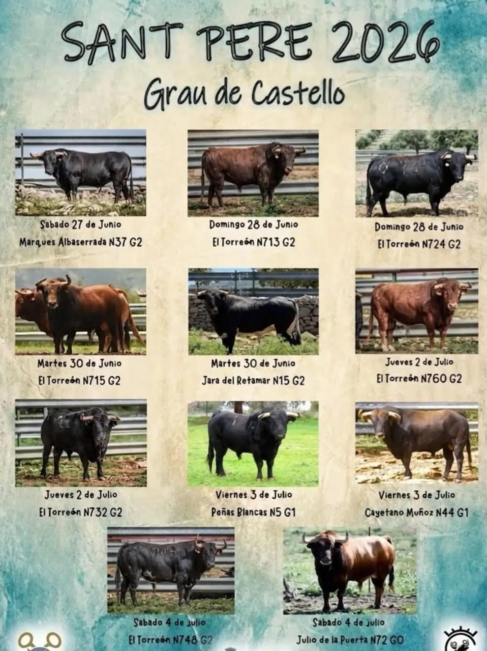 TOROS GRAO DE CASTELLÓN DEL 27 DE JUNIO AL 4 DE JULIO 2026