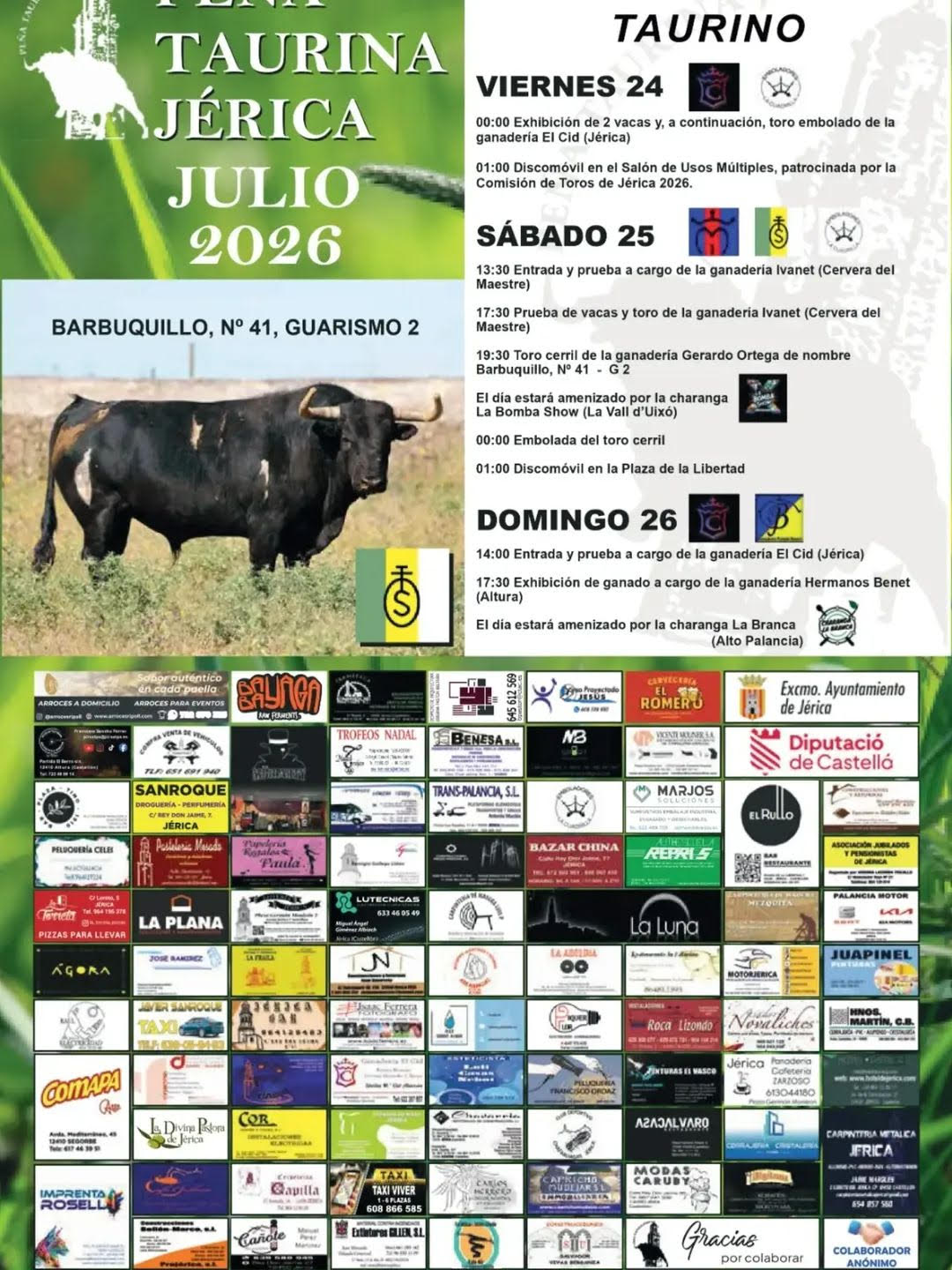TOROS JÉRICA DEL 24 AL 26 DE JULIO 2026