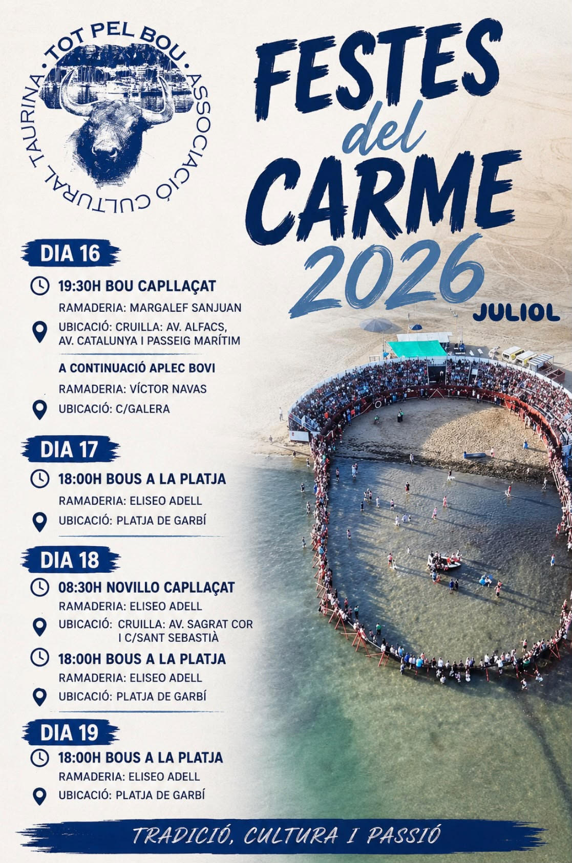 TOROS LA RÀPITA PLAYA DEL 16 AL 19 JULIO 2026