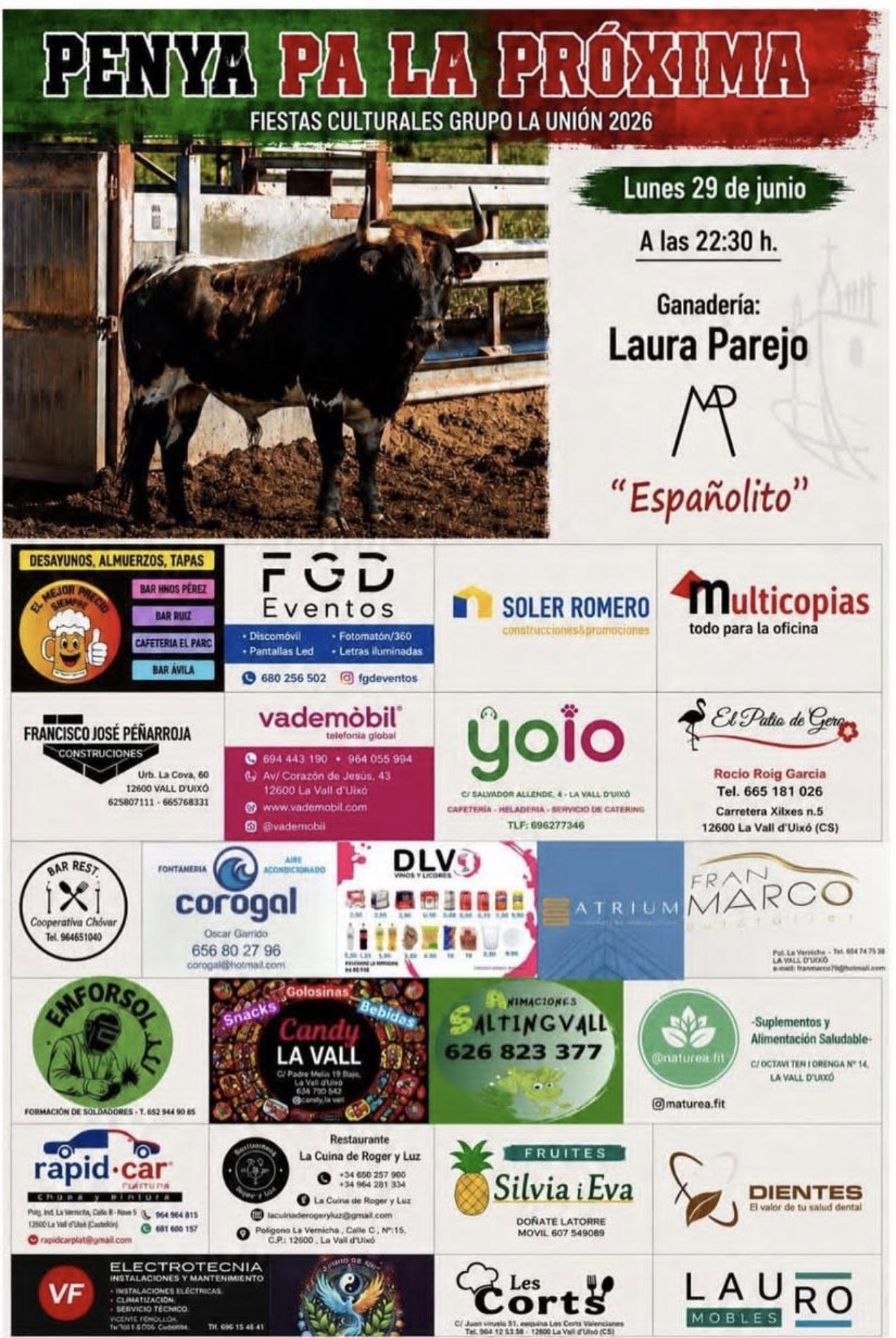TOROS LA VALL 29 JUNIO 2026