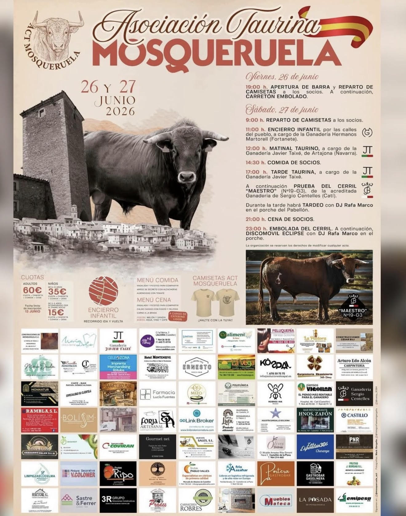 TOROS MOSQUERUELAS 26 Y 27 DE JUNIO 2026