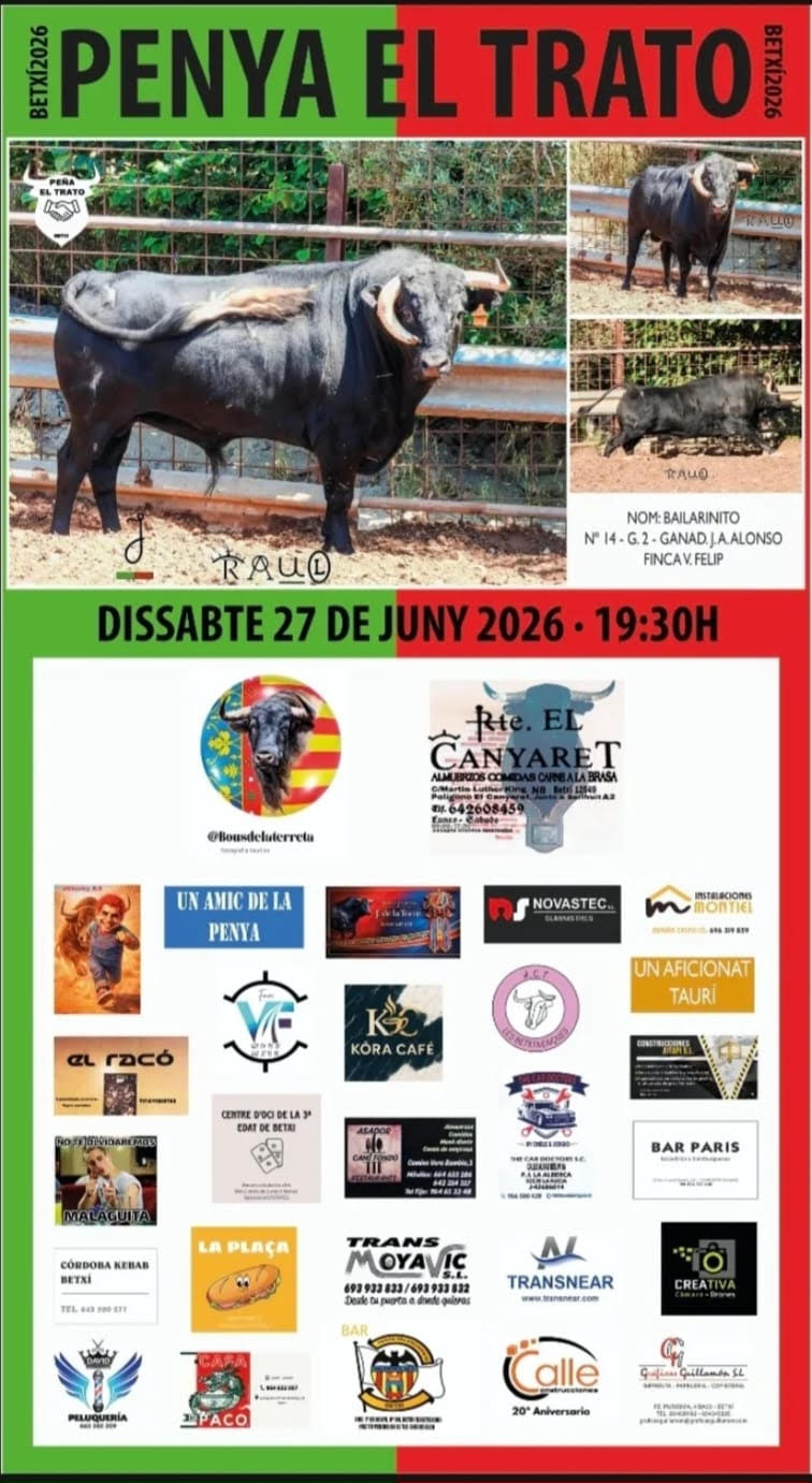 TOROS PENYA EL TRATO 27 JUNIO 2026