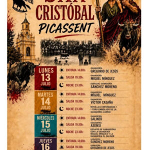 TOROS PICASSENT DEL 13 AL 16 DE JULIO 2026