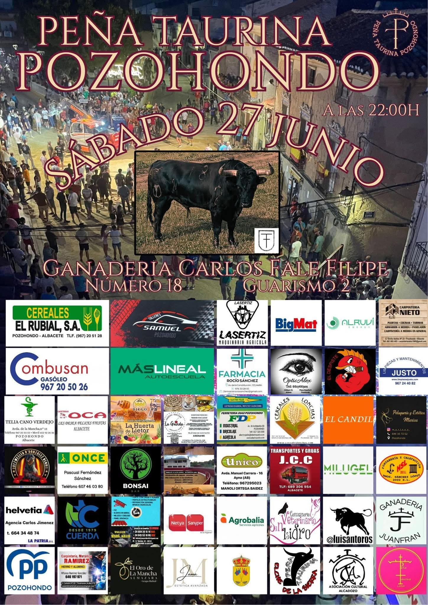 TOROS POZOHONDO 27 JUNIO 2026.