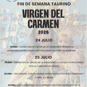 TOROS PUERTO BURRIANA DEL 24 AL 26 DE JULIO 2026