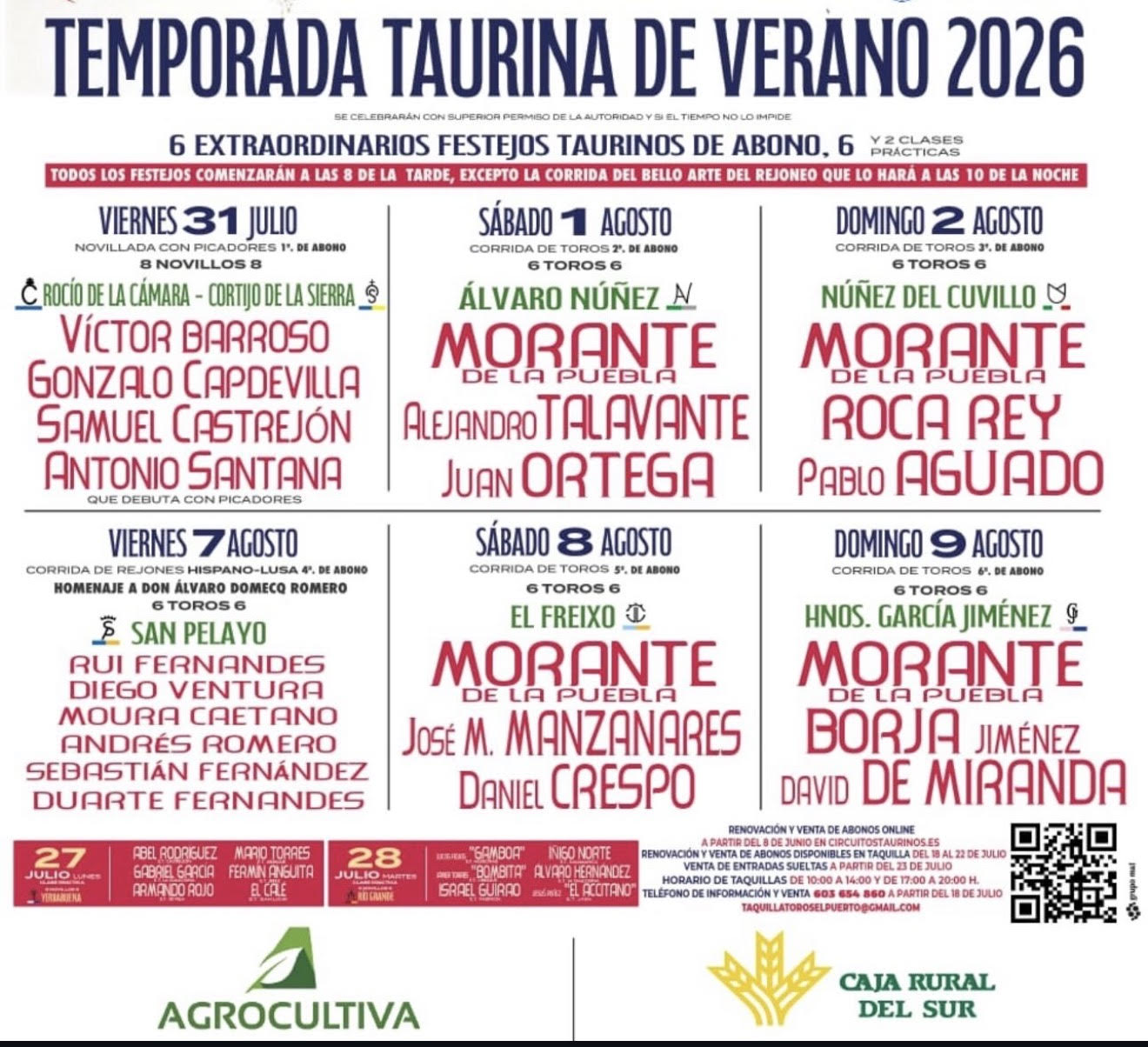 TOROS PUERTO DE SANTA MARÍA 31 DE JULIO 2026